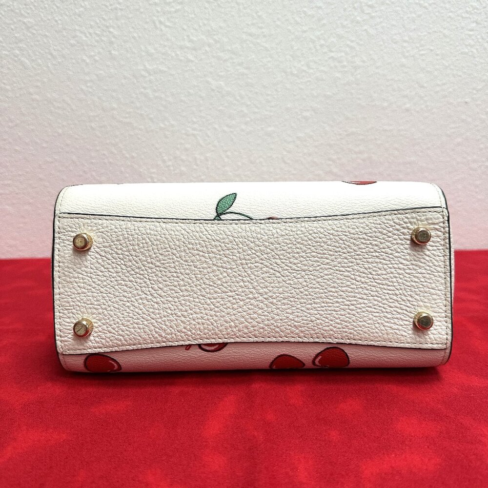 Coach Morgan Top Handle Satchel Bag CF419 in Chalk Leather & Cherry Print - EUC - Picture 6 of 15